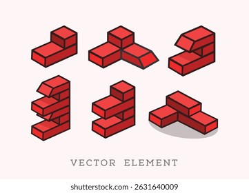 3D brick vector element bundle design