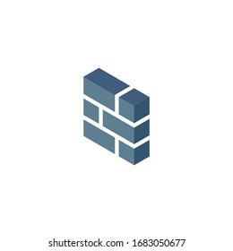 3d Brick Wall, Firewall Icon, Vector Symbol In Isometric 3D Style Isolated On White Background.