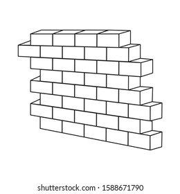 3D brick wall vector illustration