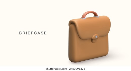 3d briefcase on white background. Vector illustration.