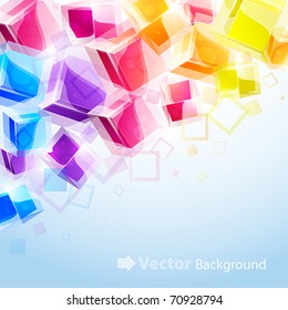 Fundo abstrato brilhante 3d com cubos transparentes - ilustração vetorial