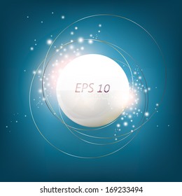 3d bright abstract circle on blue background.