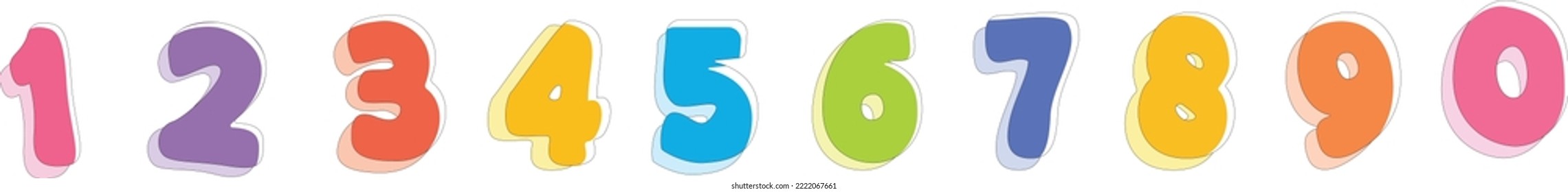 3D Bright Colour Numbers Vector