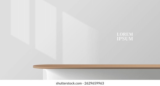 3d bright empty scene with table with room lighting