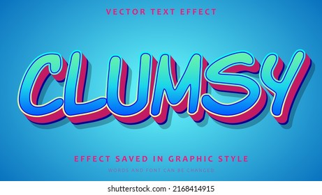 3d Bright Gradient Word Clumsy Editable Text Effect Design. Effect Saved In Graphic Stle