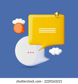 3D bright speech bubbles. Chatting design.