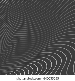 3D Bright Wavy Lines on Dark Grey Background - Abstract Vector Illustration