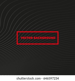 3D Bright Wavy Lines on Black Background with Red Heavy Frame and Text - Abstract Vector Illustration