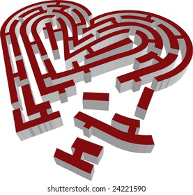 3d brocken vector illustration of simple vector maze