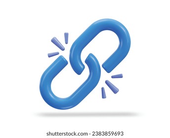 3d broken link chain icon vector illustration