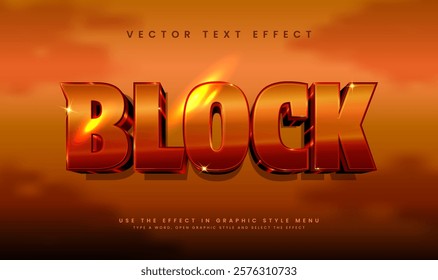 3d Bronze block editable vector text effect with minimalist iron rust theme