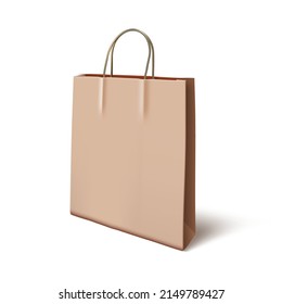 3D Brown Clear Paper Bag On White Background. EPS10 Vector