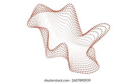 3D brown dot mesh wave structure on white background