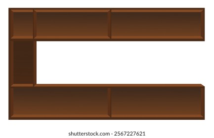 3d brown Floating shelves on a white wall background