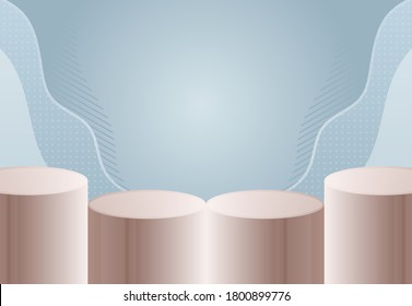 3 d podio de gradiente marrón sobre fondo azul pastel abstracto geométrico. 3d renderización para banner, escaparate, mostrar diseño de simulación de producto. Ideas creativas mínimas con forma de onda. patrón de puntos y líneas. 