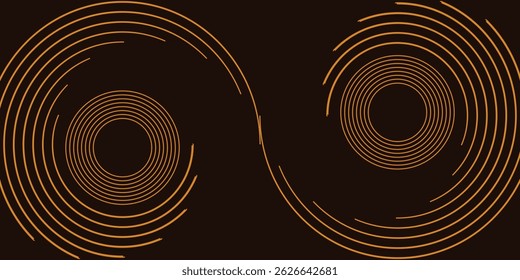 As linhas marrom 3D tecno abstrato plano de fundo sobrepõem a camada no espaço escuro com círculos formas efeito decoração. Elemento de design gráfico moderno listras conceito de estilo para banner da web, cartão ou capa de brochura