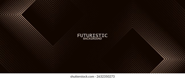 Las líneas marrones 3D techno abstractas de fondo se superponen en el espacio oscuro con decoración de efecto rombo. Concepto de estilo de rayas de elemento de Diseño gráfico moderno para Web, póster, volante, tarjeta o cubierta de folleto