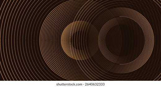 3D brown lines techno abstract background overlap layer on dark space with circles shapes effect decoration. Vector ilustration