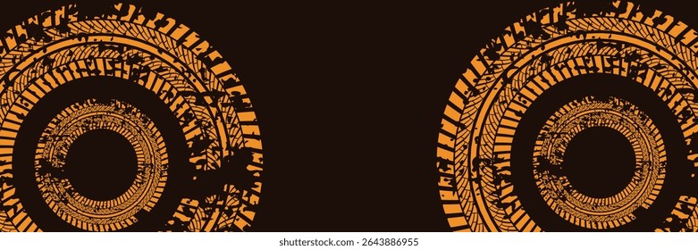 3D brown lines techno abstract background overlap layer on dark space with circles shapes effect decoration. Modern graphic design element stripes style concept for web banner, card, or brochure cover