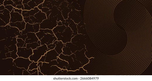 3D brown lines techno abstract background overlap layer on dark space with circles shapes effect decoration. Vector ilustration