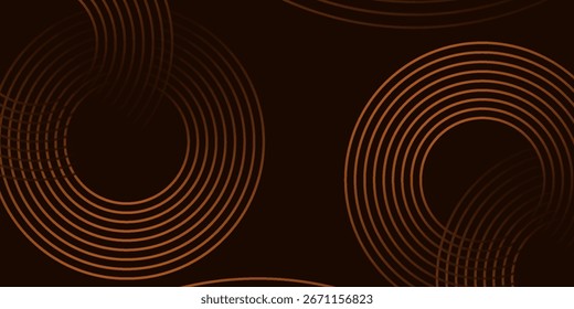 3D brown lines techno abstract background layer on dark blank space with circles shapes effect. Modern cincept. Vector