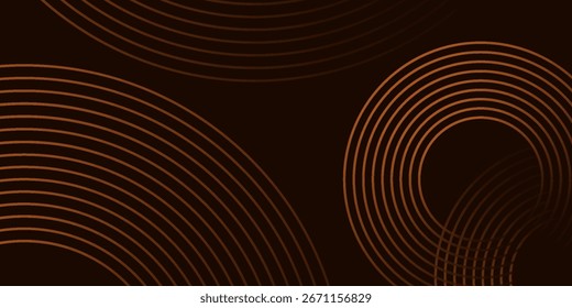 As linhas marrom 3D tecno camada de fundo abstrata no espaço em branco escuro com efeito de formas de círculos. Cincepte moderno. Ilustração de vetor.