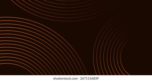 3D brown lines techno abstract background layer on dark blank space with circles shapes effect for backdrop, wallpaper. Modern cincept. Vector Illustration.