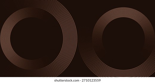 As linhas marrom 3D tecno abstrato plano de fundo sobrepõem a camada no espaço escuro com círculos formas efeito decoração. Elemento de design gráfico moderno listras conceito de estilo para banner web, cartão, design moderno