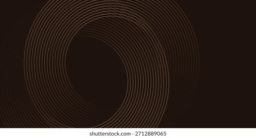 3D braune Linien Techno abstrakten Hintergrund Überlappungsschicht auf dunklem Raum mit Kreisen Formen Effekt Dekoration. Modernes Design Element Streifen Stil Konzept für Web-Banner, Karte oder Broschüre Abdeckung