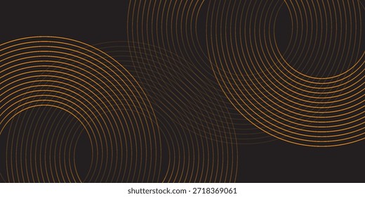 Las líneas marrones 3D techno abstractas del fondo se superponen en el espacio oscuro con la decoración del efecto de las Formas de los círculos. Concepto de estilo de rayas de elemento de Diseño gráfico moderno para Anuncio de Web, tarjeta o cubierta de folleto. eps10