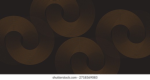 3D brown lines techno abstract background overlap layer on dark space with circles shapes effect decoration. Modern graphic design element stripes style concept for web banner, card, or brochure cover.eps10