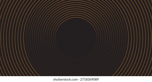 Las líneas marrones 3D techno abstractas del fondo se superponen en el espacio oscuro con la decoración del efecto de las Formas de los círculos. Concepto de estilo de rayas de elemento de Diseño gráfico moderno para Anuncio de Web, tarjeta o cubierta de folleto. eps10