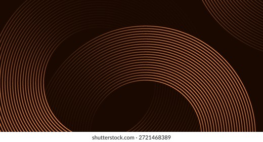 3D braune Linien Techno abstrakten Hintergrund Überlappungsschicht auf dunklem Raum mit Kreisen Formen Effekt Dekoration. Modernes Design Element Streifen Stil Konzept für Web-Banner, Karte oder Broschüre Abdeckung