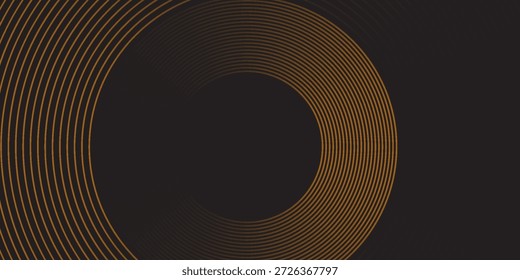 Linhas 3D marrom techno camada de fundo abstrata no espaço em branco escuro com círculos formas efeito para pano de fundo, papel de parede. Cincepte moderno. Ilustração de vetor.