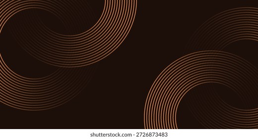 3D brown lines techno abstract background overlap layer on dark space with circles shapes effect decoration. Modern graphic design element stripes style concept for web banner, card, or brochure cover