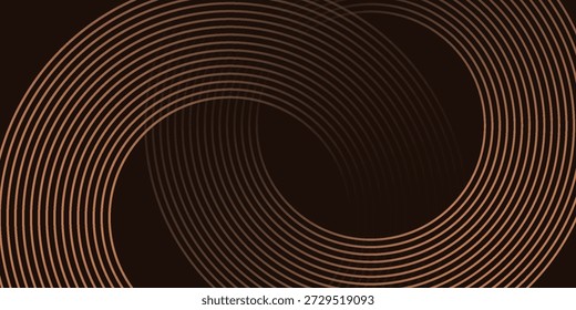 3D braune Linien Techno abstrakten Hintergrund Überlappungsschicht auf dunklem Raum mit Kreisen Formen Effekt Dekoration. Modernes Design Element Streifen Stil Konzept für Web-Banner, Karte oder Broschüre Abdeckung