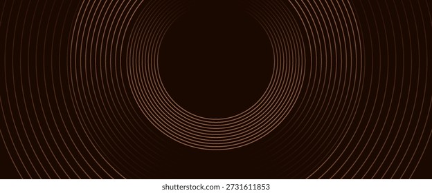 Las líneas marrones 3D techno abstracto de fondo se superponen en el espacio oscuro con círculos Formas efecto decoración. Concepto de estilo de rayas de elemento de Diseño gráfico moderno para Anuncio de Web, tarjeta o cubierta de folleto. eps10

