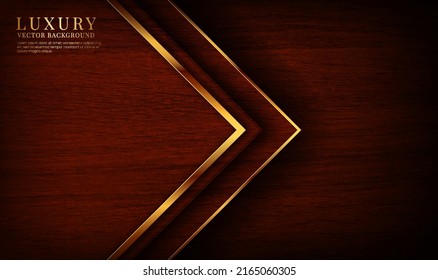 3D brown luxury abstract background overlap layers on dark space with wood texture effect decoration. Graphic design element elegant style concept for flyer, card, brochure cover, or landing page