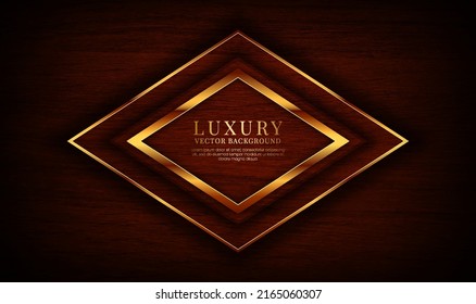 3D brown luxury abstract background overlap layers on dark space with wood texture effect decoration. Graphic design element elegant style concept for flyer, card, brochure cover, or landing page