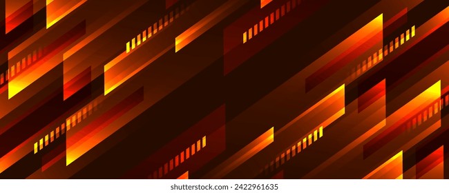 3D brown techno geometric background on dark space with glow lines motion effect decoration. Modern graphic design element high speed panoramic style concept for banner, flyer, card, or brochure cover
