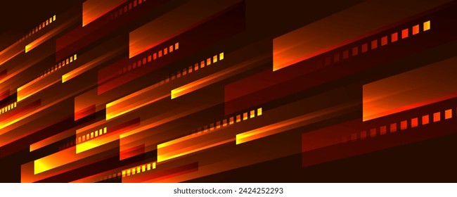 3D brown techno geometric background on dark space with glow lines motion effect decoration. Modern graphic design element high speed panoramic style concept for banner, flyer, card, or brochure cover