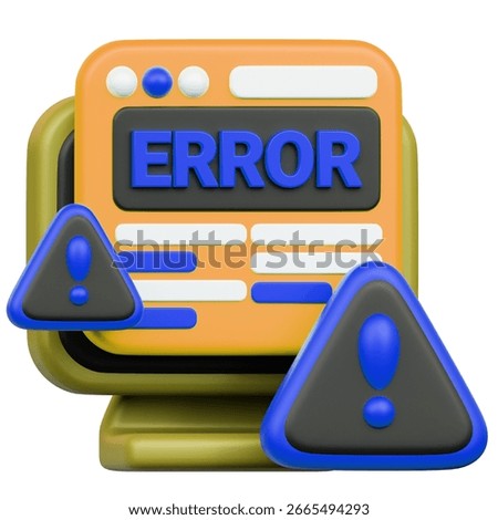 3D Browse Error Icon Illustration