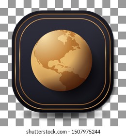 3d Browser Icon with Modern Gold Color