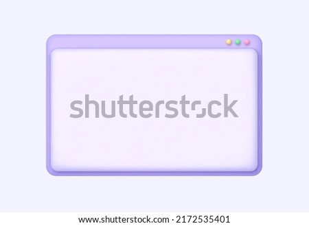 3d browser window, blank isolated website page. Vector illustration