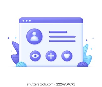 3D Browser window design. Can be used for many purposes. Trendy and modern vector in 3d style.