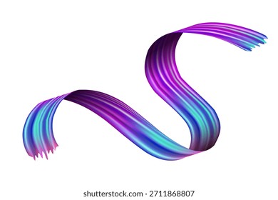 3d trazo de pincel multicolor gradiente textura cepillo cinta aislada en blanco. Abstractas Elementos de diseño de flujo de onda de arco iris de colores.