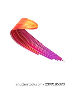 3d Brushstroke multicolor gradient texture brush ribbon isolated on white. abstract colorful wave flow design elements. Vector illustration