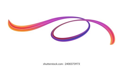 3d Brushstroke multicolor gradient texture brush ribbon isolated on white. abstract colorful wave flow design elements. Vector illustration