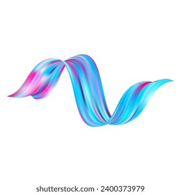 3d Brushstroke multicolor gradient texture brush ribbon isolated on white. abstract colorful wave flow design elements. Vector illustration