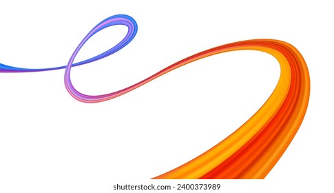 3d Brushstroke multicolor gradient texture brush ribbon isolated on white. abstract colorful wave flow design elements. Vector illustration